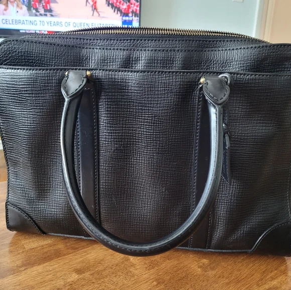 EUC Vintage Coach Metropolitan Commuter Double-zip Briefcase, black and brass - Picture 6 of 10